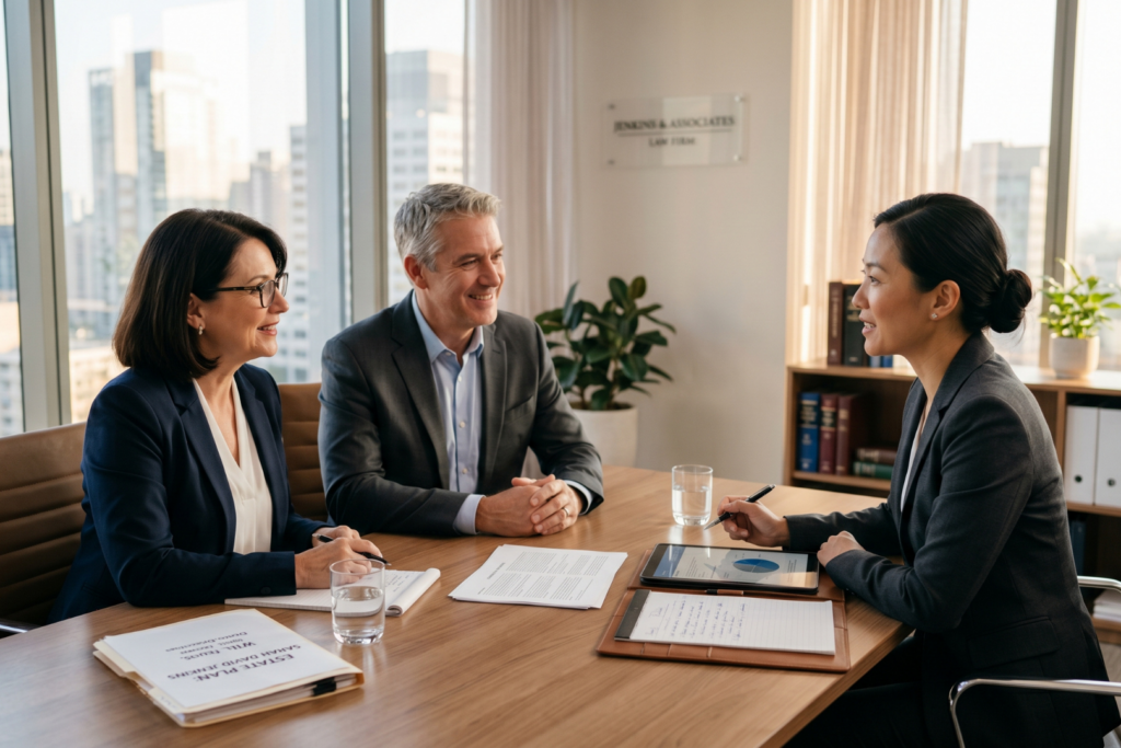 Estate planning lawyer advising a couple in Deale Maryland