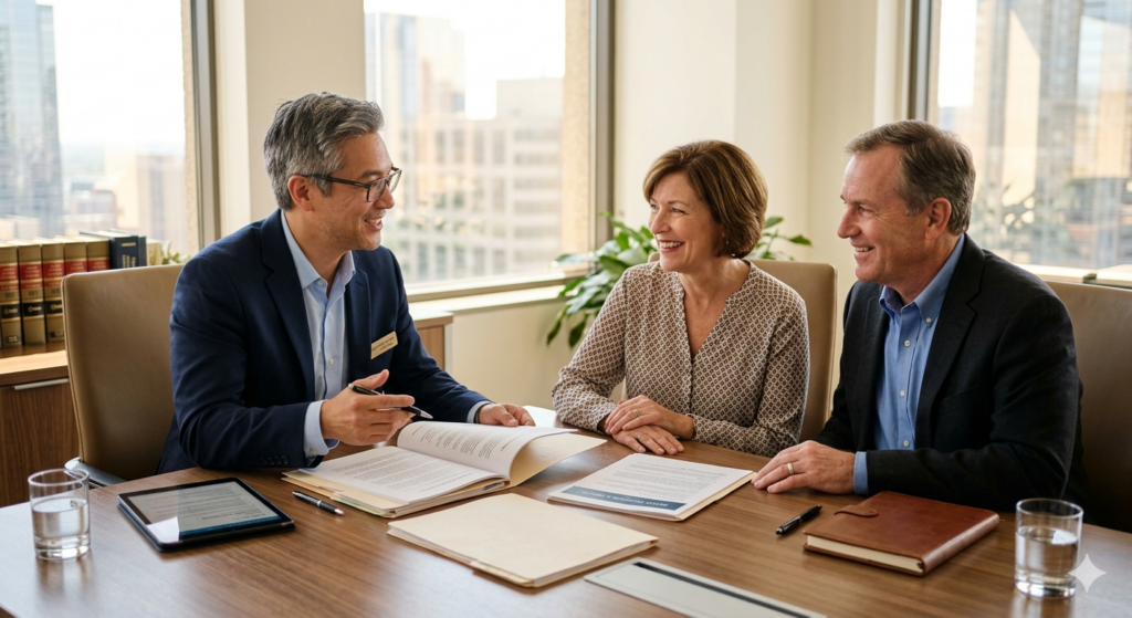 Estate planning attorney consultation with clients in Odenton, Maryland